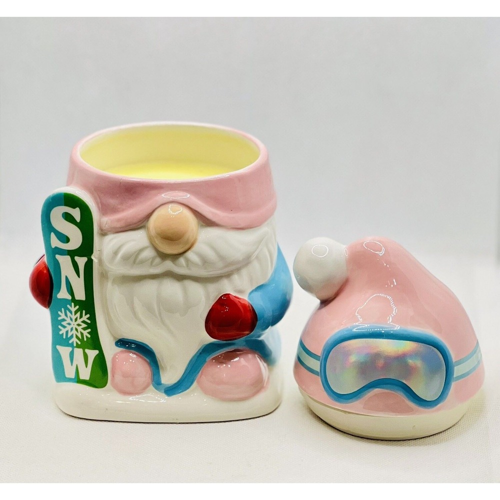 Martha Stewart Snow Gnome Candle Pink Snowboarder Snow Day NEW with Issues - Picture 2 of 16